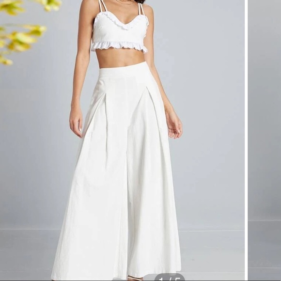 Dresses & Skirts - Bridal White crop top pant set sale